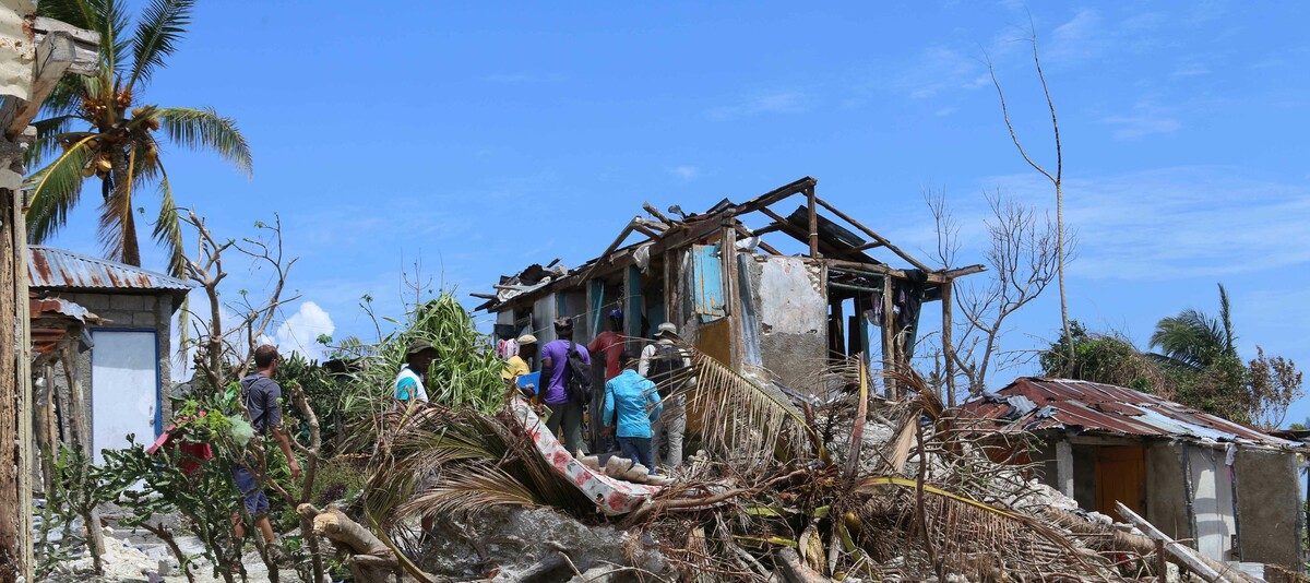 Zerstörte Häuser in Haiti nach dem Hurrikan Matthew