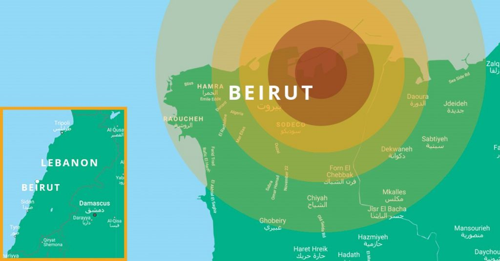 Karte des Explosionsradius