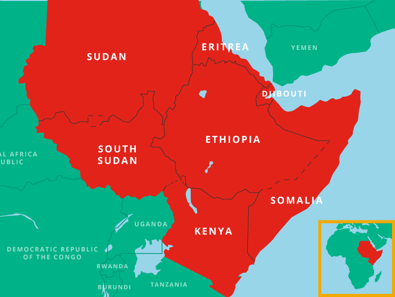 Karte vom Horn von Afrika